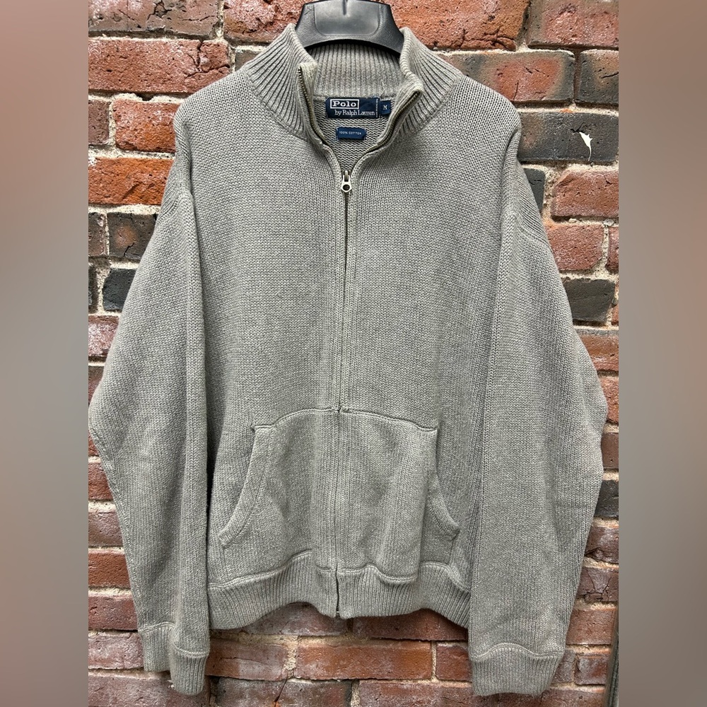 Polo by Ralph Lauren Vintage Cotton Knit Full Zip Sweater Medium